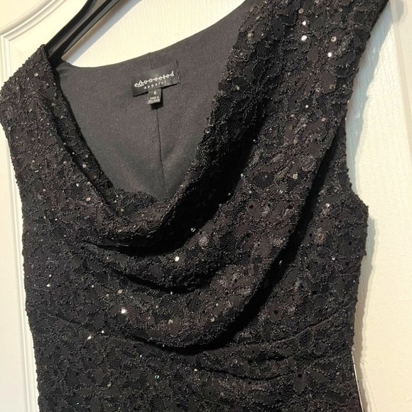 Connected Apparel Sequin-Lace-NWT-Lined Perfect "Little Black Dress"-Size 6 - Picture 12 of 14